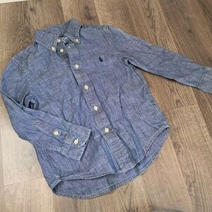 Ralph Lauren Toddler Shirt Size 4T Denim Blue Navy Pony Logo Button Down